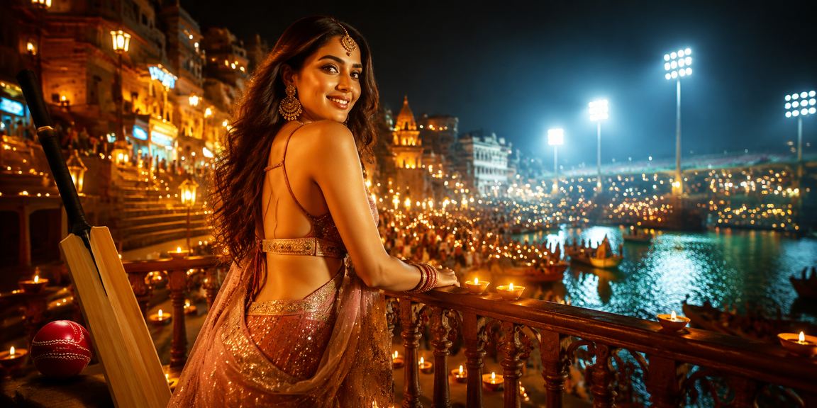 Excited cricket fans watching live IPL betting on mobile in Varanasi